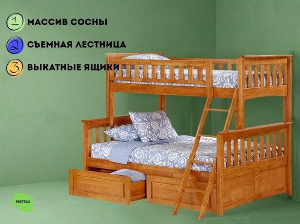 Кровать двухъярусная Велес Модерн с ящиками