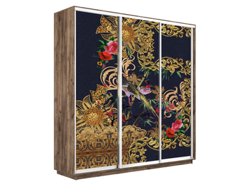 Шкаф-купе Экспресс Люкс 3-х дверный (Фото №1013 Золотой оранмент)