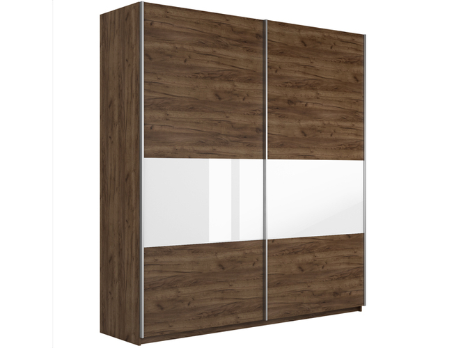 Шкаф-купе широкий Прайм Люкс 2-х дверный (фасад дсп/стекло белое/черное), Дуб табачный