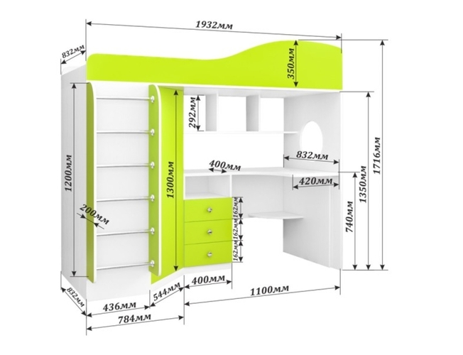 Кровать-чердак с лестницей Ярофф Москва
