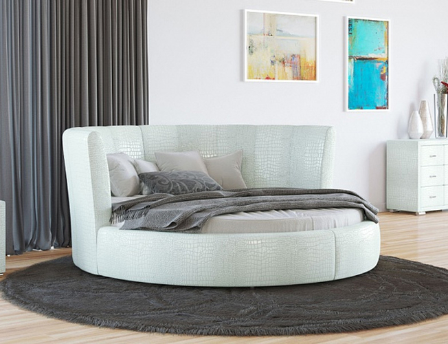 Купить круглую кровать Luna  экокожа Lux Caiman Croco
