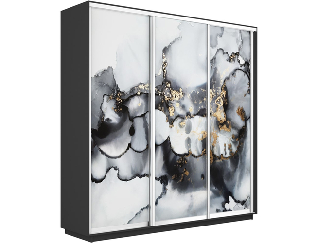 Шкаф-купе Экспресс Люкс 3-х дверный (Фото №1001 Абстракция серая), Серый диамант