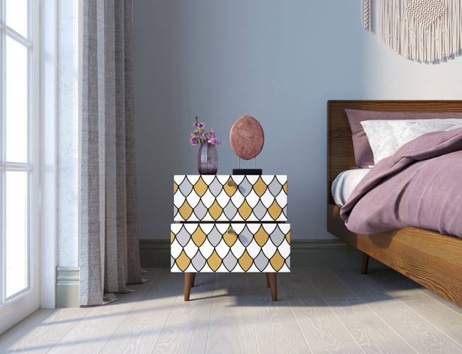 Тумбочка Berber с двумя ящиками 22 принт (Арт BB03/Print_22)