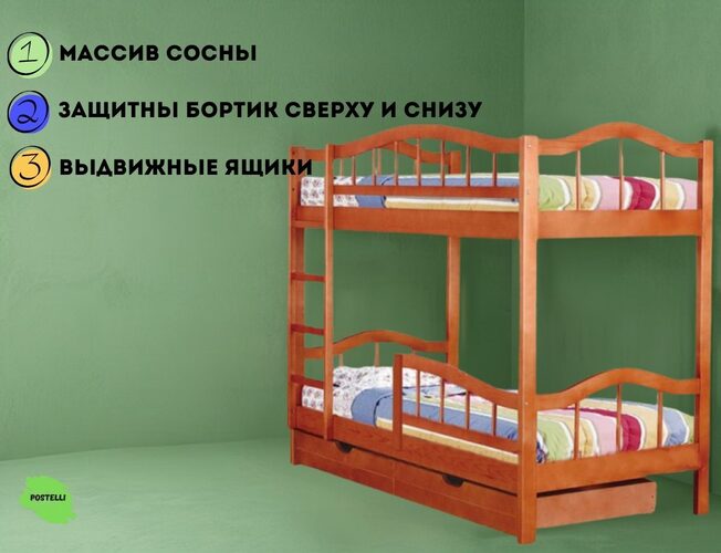 Кровать двухъярусная Велес Тандем-1 с ящиками