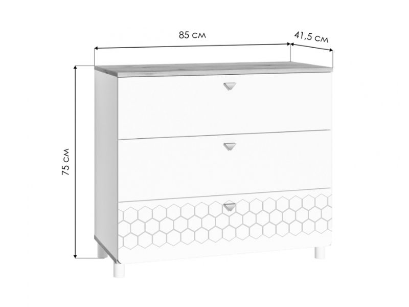 Комод Эльга/Моби Эйп белый шагрень / дуб белый